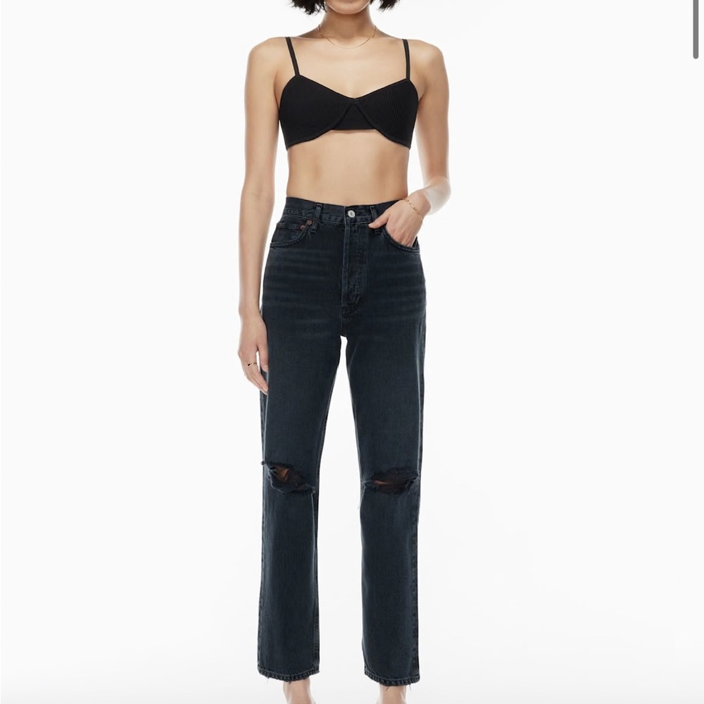 Agolde 90’s Pinch Waist Black Distressed Jeans